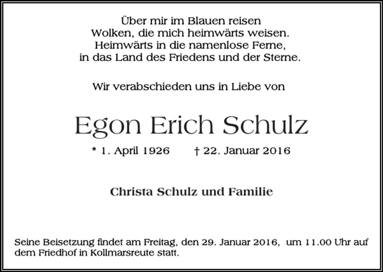 <p>Egon Erich Schulz<br />Christa Schulz und Familie</p>