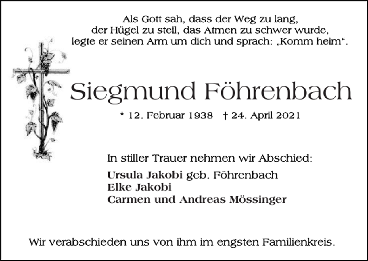 <p>Siegmund Föhrenbach</p><p>Ursula Jakobi<br />Elke Jakobi<br />Carmen und Andreas Mössinger</p>