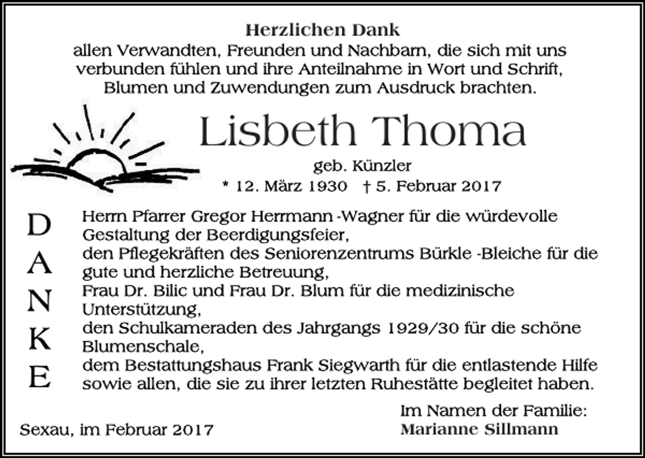 <p>Herzlichen Dank</p><p>Lisbeth Thoma</p><p>Marianne Sillmann</p>