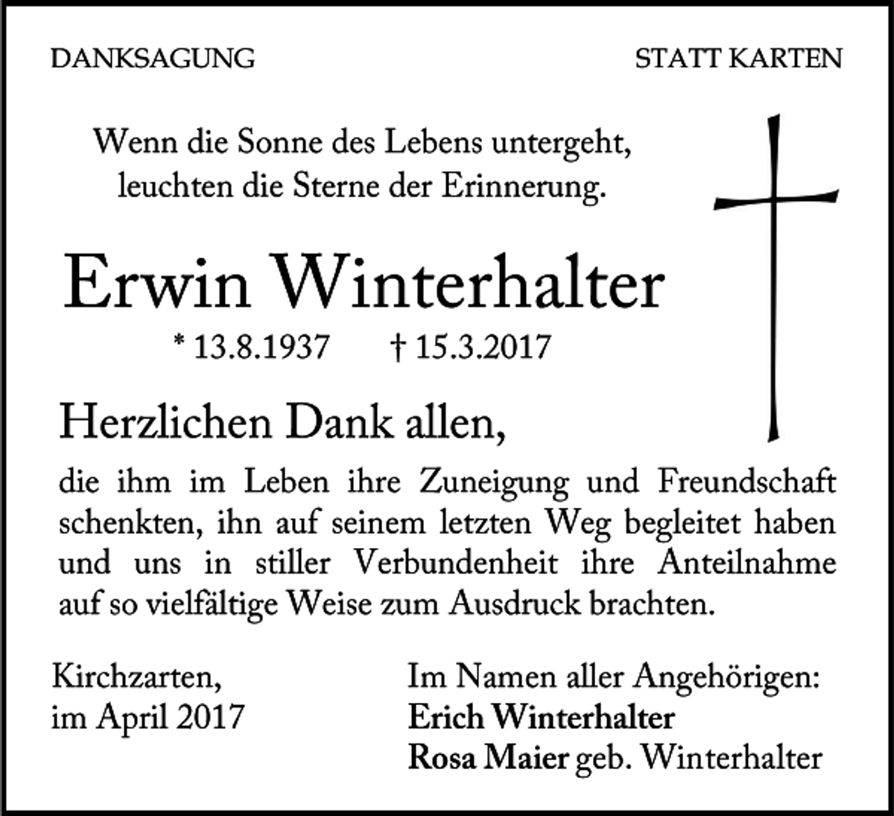 <p>DANKSAGUNG</p><p>STATT KARTEN</p>