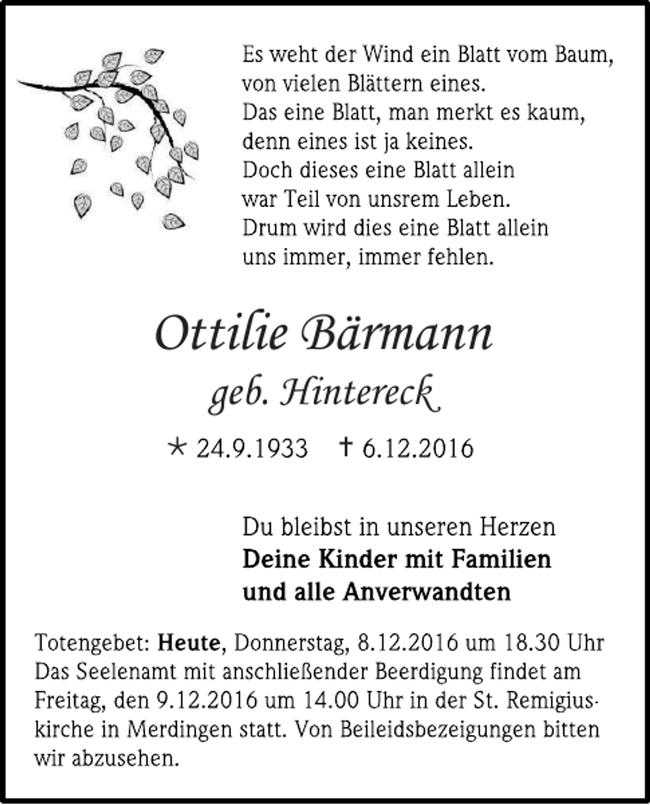 <p>Ottilie Bärmann<br />geb. Hintereck<br /></p><p></p>