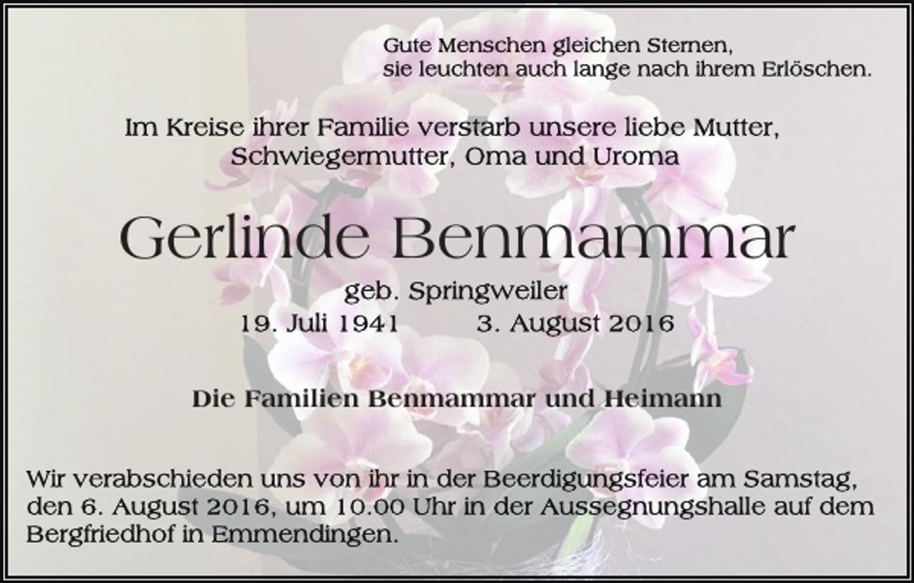 <p>Gerlinde Benmammar<br />Die Familien Benmammar und Heimann</p>