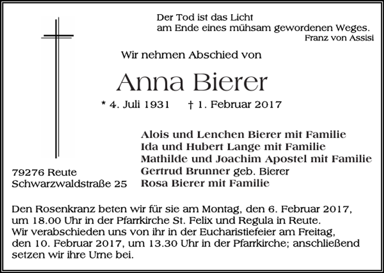 <p>Anna Bierer<br />Alois und Lenchen Bierer mit Familie<br />Ida und Hubert Lange mit Familie<br />Mathilde und Joachim Apostel mit Familie<br />Gertrud Brunner<br />Rosa Bierer mit Familie</p>