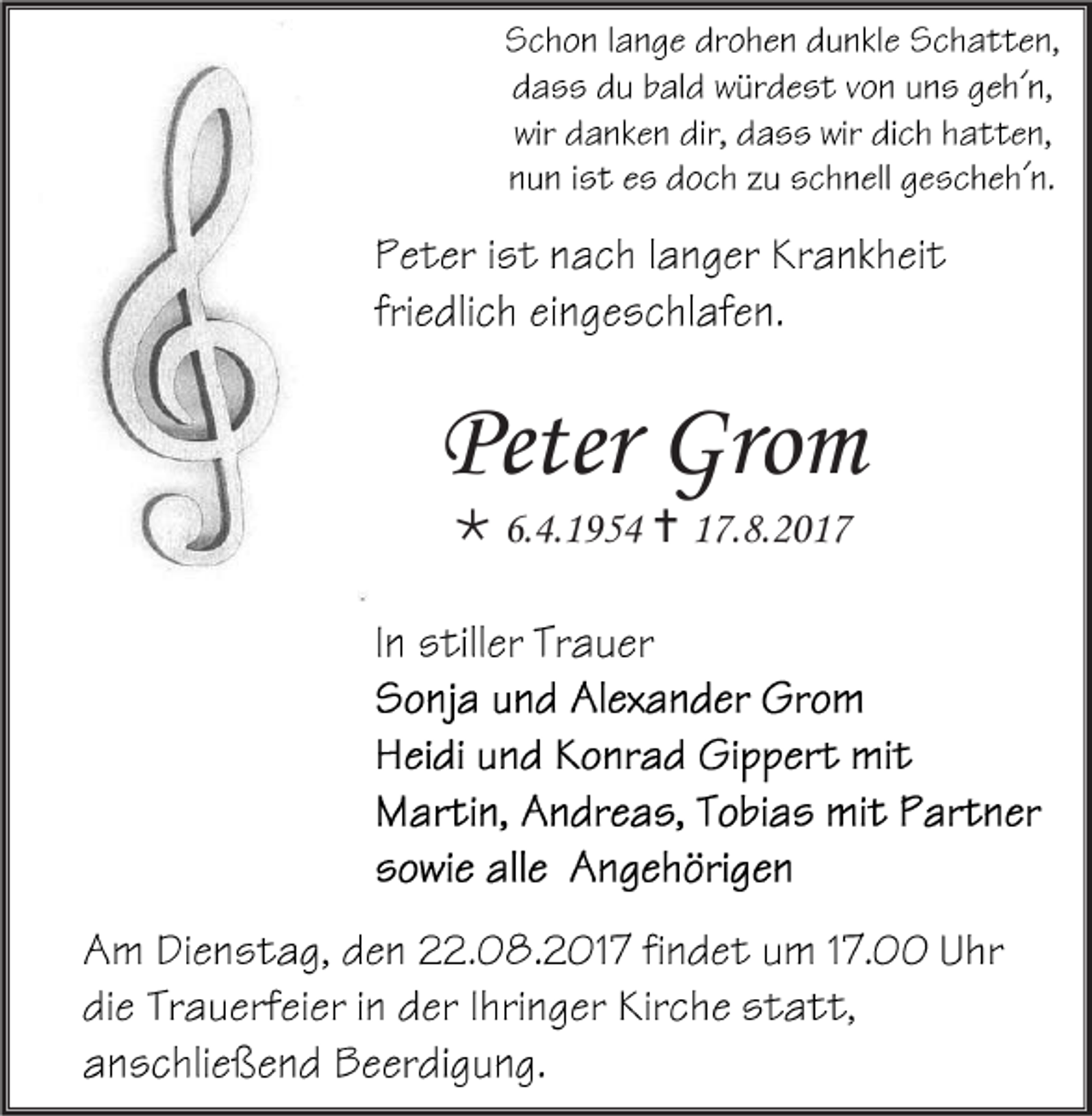 <p>Peter Grom<br />Peter<br />Gro m<br /> 6.<br />6.4.195. 1 9 5 4  117.8.201. 8. 2 0 1 7</p>