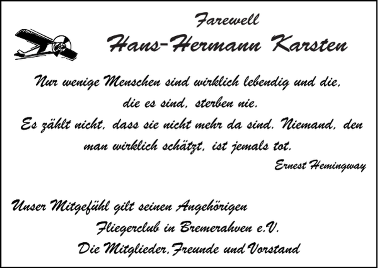 <p>Farewell</p><p>Hans-Hermann Karsten</p>