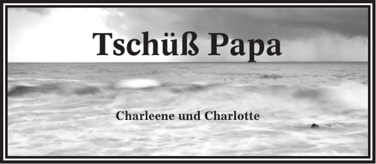 <p>Tschüß Papa<br />Charleene und Charlotte</p>