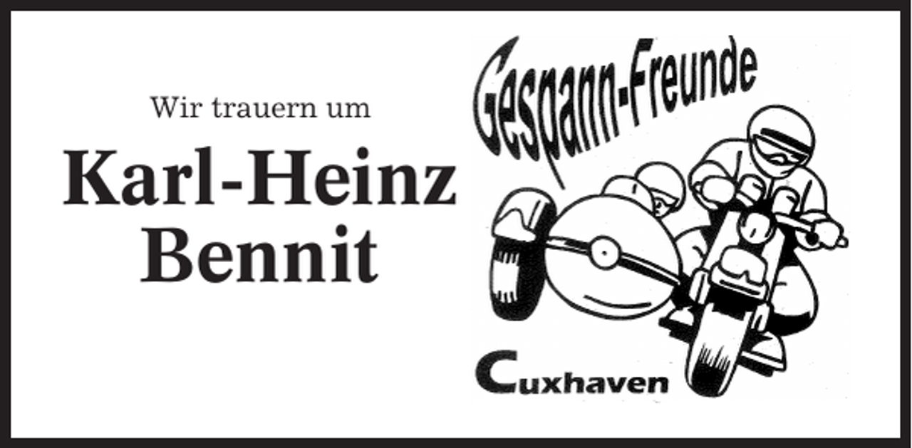 <p>Wir trauern um</p><p>Karl-Heinz<br />Bennit</p>
