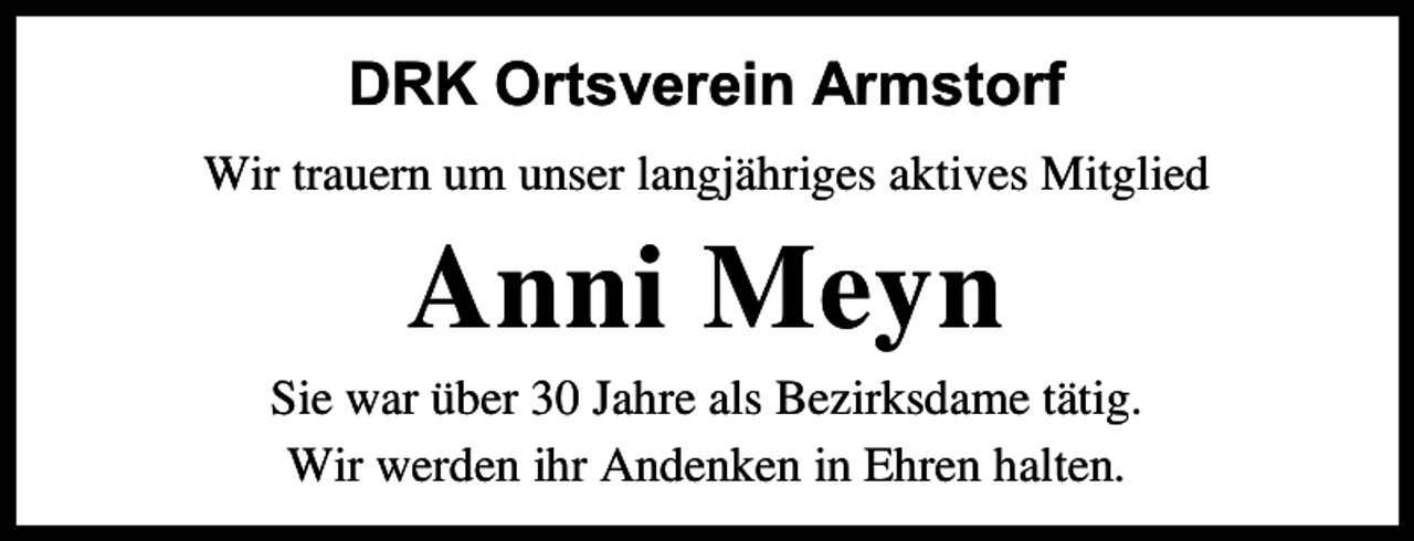 <p>DRK Ortsverein Armstorf<br />Wir trauer u</p><p>A</p><p>u ser a g hriges a tives</p><p>i</p><p>ey</p><p>itg ied</p><p>Sie war ber 30 ahre a s Be ir sda e t tig<br />Wir werde ihr A de e i Ehre ha te</p>