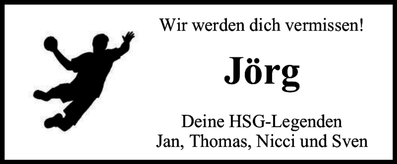 <p>Wir werden dich vermissen!</p><p>Jörg<br />Deine HSG-Legenden<br />Jan, Thomas, Nicci und Sven</p>