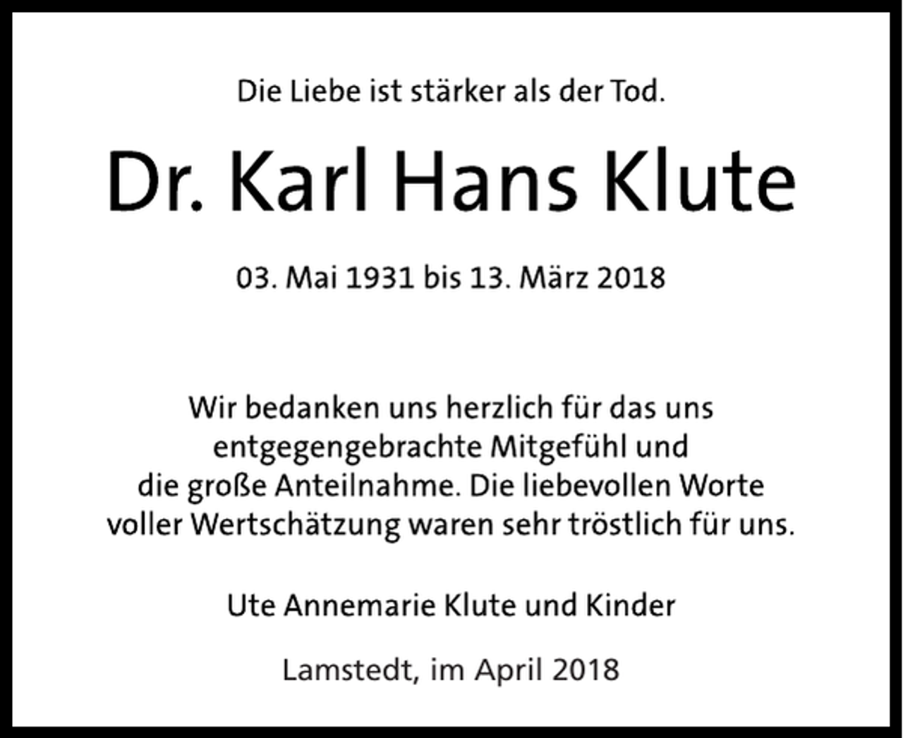 <p>Lamstedt, im April 2018</p>
