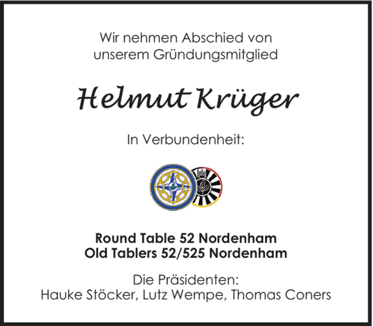 <p>Wir nehmen Abschied von<br />unserem Gründungsmitglied</p><p>In Verbundenheit:</p><p>Round Table 52 Nordenham<br />Old Tablers 52/525 Nordenham<br />Die Präsidenten:<br />Hauke Stöcker, Lutz Wempe, Thomas Coners</p>