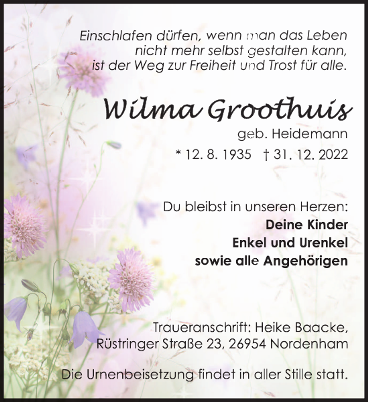 <p>l<br />r</p><p>i</p><p>rf<br />zur</p><p>wenn man das Leben<br />r se t gestalten kann,<br />ih i un<br />nd Trost für alle.</p><p>ge<br />eb. ei e<br />2. 8.</p><p>l i</p><p>o</p><p>35 † 31</p><p>t in</p><p>nn<br />022</p><p>z</p><p>le</p>