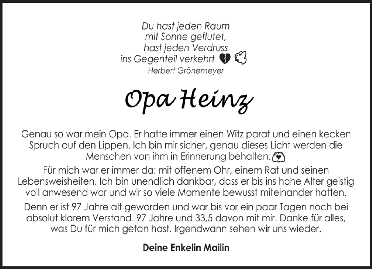 <p>Du hast jeden Raum<br />mit Sonne geflutet,<br />hast jeden Verdruss<br />ins Gegenteil verkehrt</p>