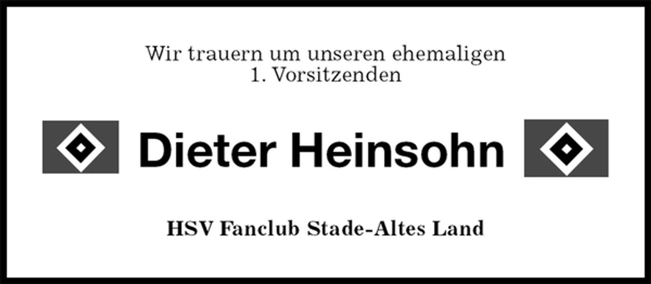 <p>Wir trauern um unseren ehemaligen<br />1. Vorsitzenden<br />Dieter Heinsohn<br />HSV Fanclub Stade-Altes Land</p>