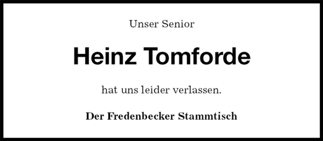 <p>Unser Senior<br />Heinz Tomforde<br />hat uns leider verlassen.<br />Der Fredenbecker Stammtisch</p>