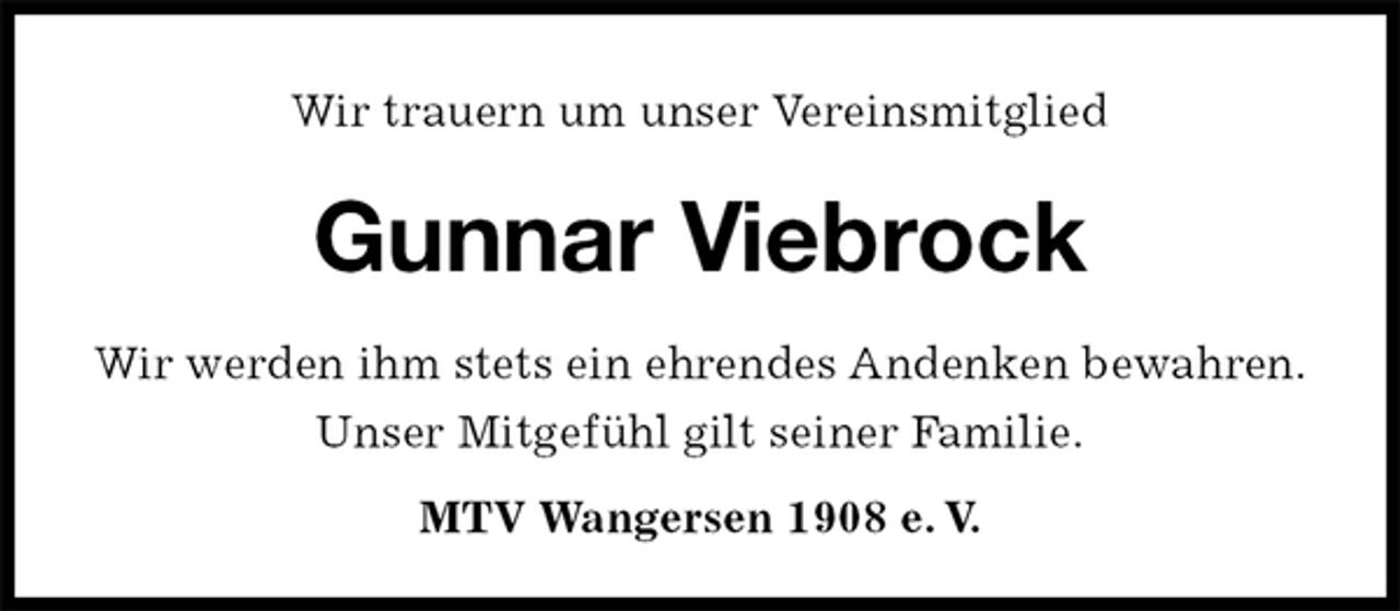 <p>Wir trauern um unser Vereinsmitglied<br />Gunnar Viebrock</p>
<p>MTV Wangersen 1908 e. V.<br />Wir werden ihm stets ein ehrendes Andenken bewahren.<br />Unser Mitgefühl gilt seiner Familie.</p>