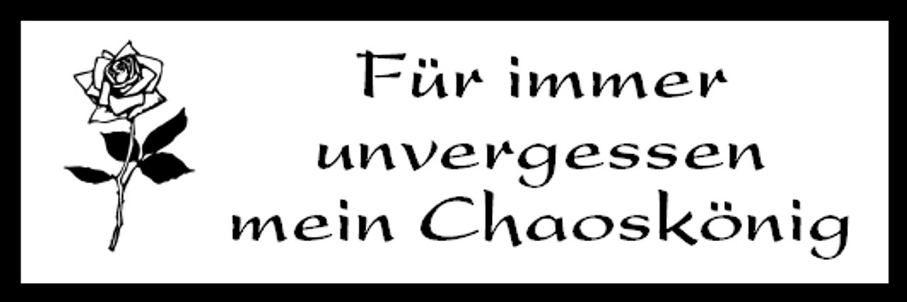 <p>Für immer<br />unvergessen<br />mein Chaoskönig</p>