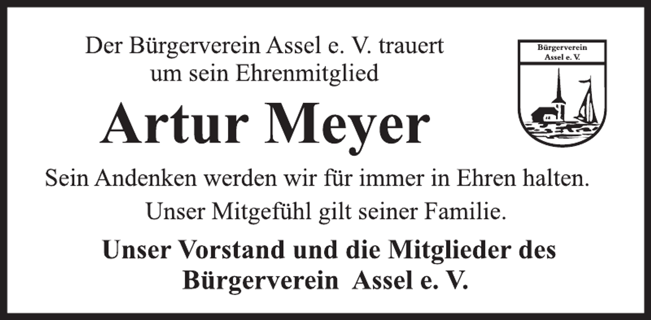 <p>Wenn du gehst, geht nur ein Teil von Dir<br />( Peter Maffay)<br />Tief betroffen nehmen wir Abschied von unserem<br />ehemaligen 1. Vorsitzenden<br />Arnd Witt<br />der am 02. Juni 2025 viel zu früh verstarb.<br />Arnd engagierte sich als 1. Vorsitzender des<br />Bürgervereins Assel e.V. für die Integration von Frauen und für die Jugendarbeit.<br />Er brachte den Verein ins Internet und war bis zu seinem Tod der Ansprechpartner für die neuen Medien.<br />Unser tiefes Mitgefühl gilt seiner Familie.<br />Wir werden Arnd ein ehrendes Andenken bewahren.<br />Bürgerverein Assel e.V. von 1965</p>